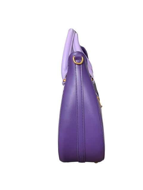 Whipstitch Crescent Hobo Bag- Purple