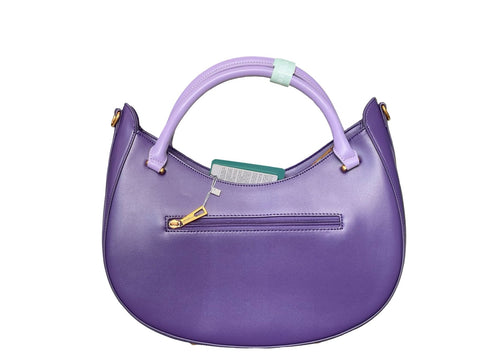 Whipstitch Crescent Hobo Bag- Purple