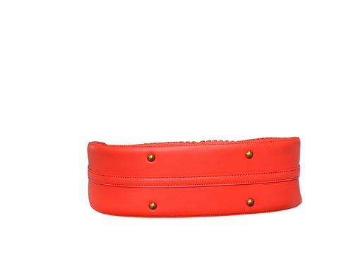 Whipstitch Crescent Hobo Bag- Red
