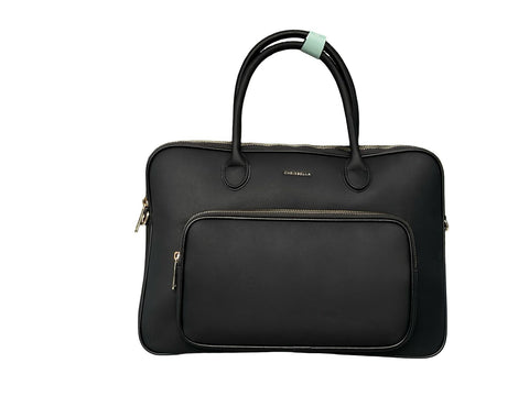 Professional Faux-Leather Laptop Briefcase- Black