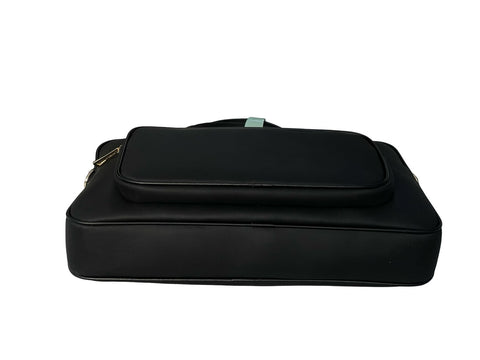 Professional Faux-Leather Laptop Briefcase- Black