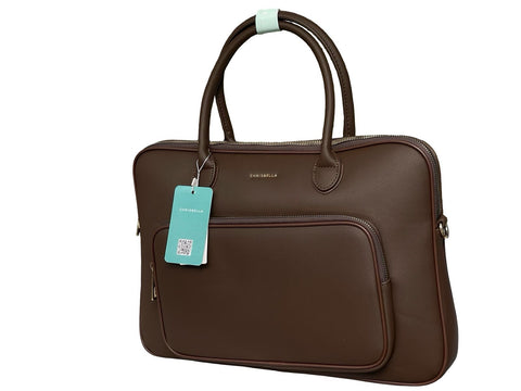Professional Faux-Leather Laptop Briefcase- Dark Brown