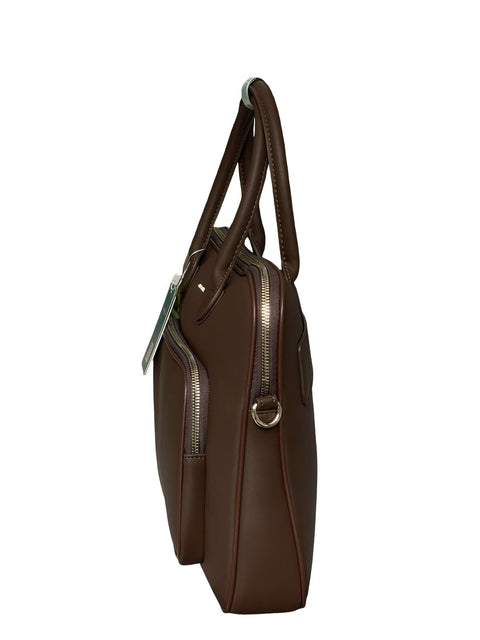 Professional Faux-Leather Laptop Briefcase- Dark Brown