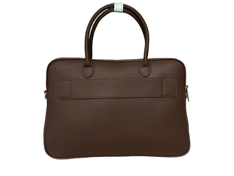 Professional Faux-Leather Laptop Briefcase- Dark Brown