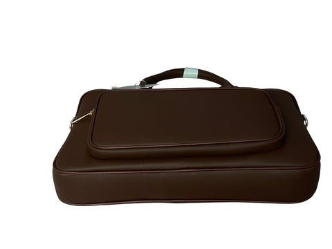 Professional Faux-Leather Laptop Briefcase- Dark Brown