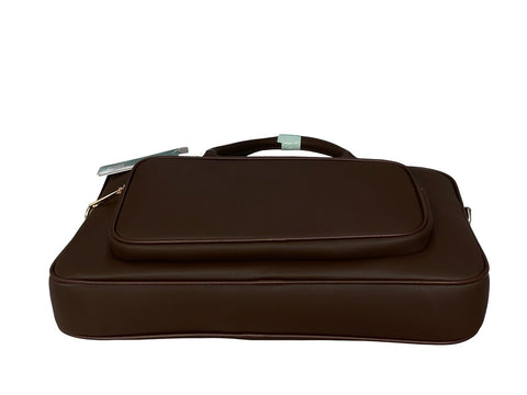 Professional Faux-Leather Laptop Briefcase- Dark Brown