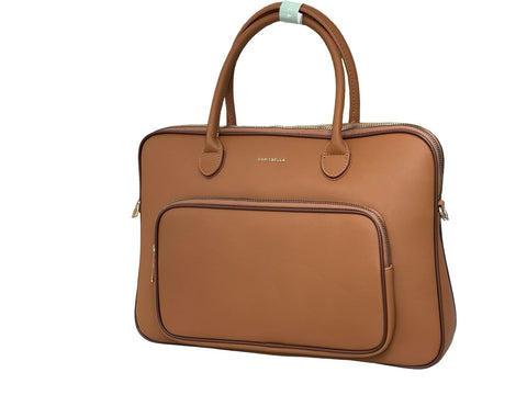 Professional Faux-Leather Laptop Briefcase- Brown