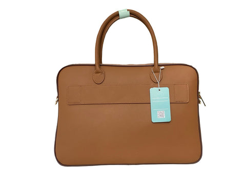 Professional Faux-Leather Laptop Briefcase- Brown