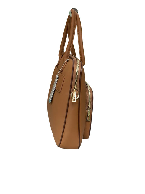 Professional Faux-Leather Laptop Briefcase- Brown