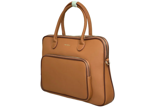 Professional Faux-Leather Laptop Briefcase- Brown