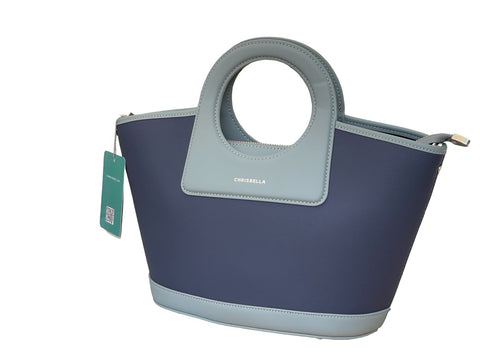 Modern Geometric Two-Tone Handbag- Blue