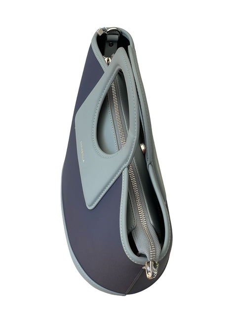 Modern Geometric Two-Tone Handbag- Blue