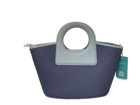 Modern Geometric Two-Tone Handbag- Blue