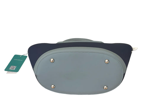 Modern Geometric Two-Tone Handbag- Blue
