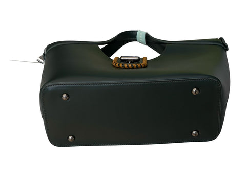 Elegant Whipstitch Accented Handbag- Black