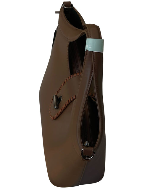 Elegant Whipstitch Accented Handbag- Dark Brown