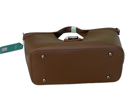 Elegant Whipstitch Accented Handbag- Dark Brown