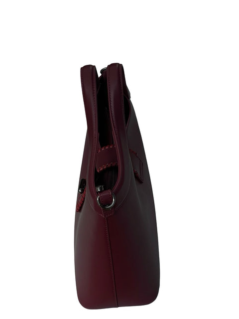 Elegant Whipstitch Accented Handbag- Dark Brown