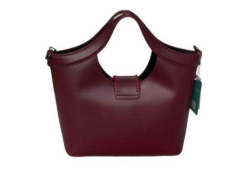 Elegant Whipstitch Accented Handbag- Red