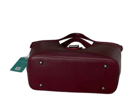 Elegant Whipstitch Accented Handbag- Red