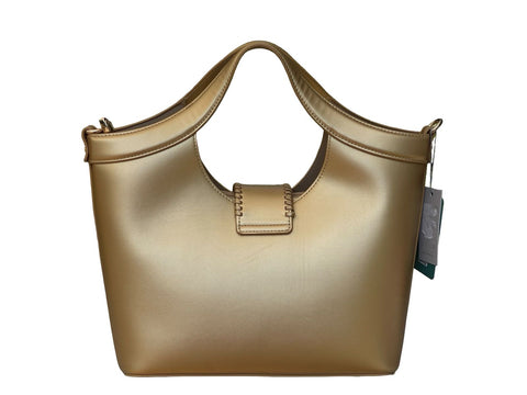 Elegant Whipstitch Accented Handbag- Gold