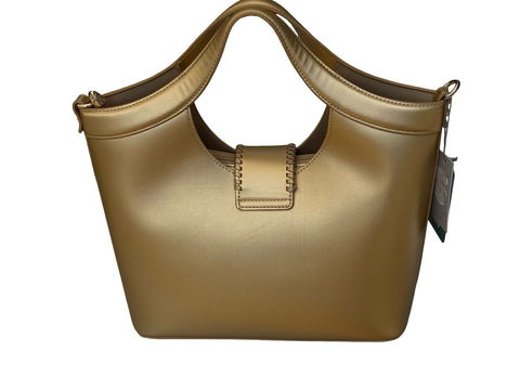 Elegant Whipstitch Accented Handbag- Gold