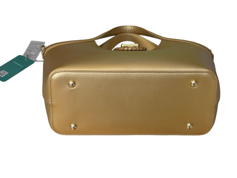 Elegant Whipstitch Accented Handbag- Gold
