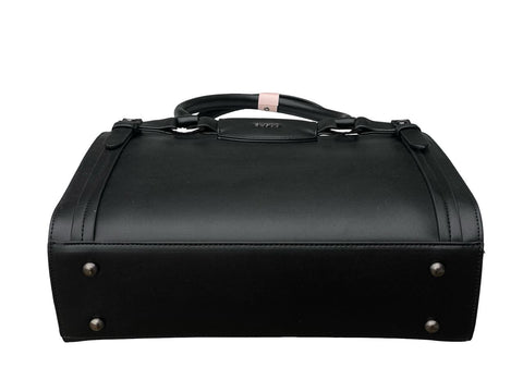 Elegant Two-Tone Structured Satchel Handbag- Black