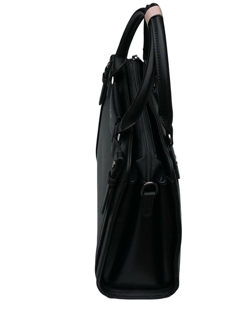 Elegant Two-Tone Structured Satchel Handbag- Black