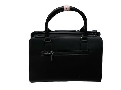 Elegant Two-Tone Structured Satchel Handbag- Black