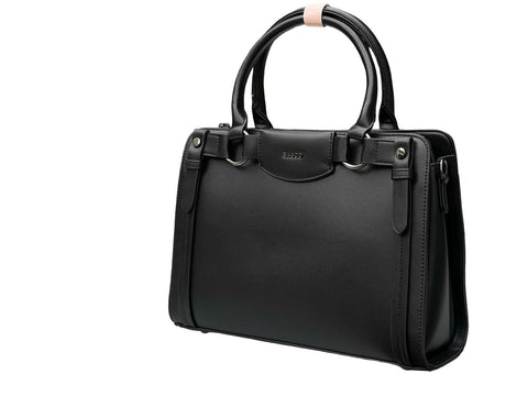Elegant Two-Tone Structured Satchel Handbag- Black