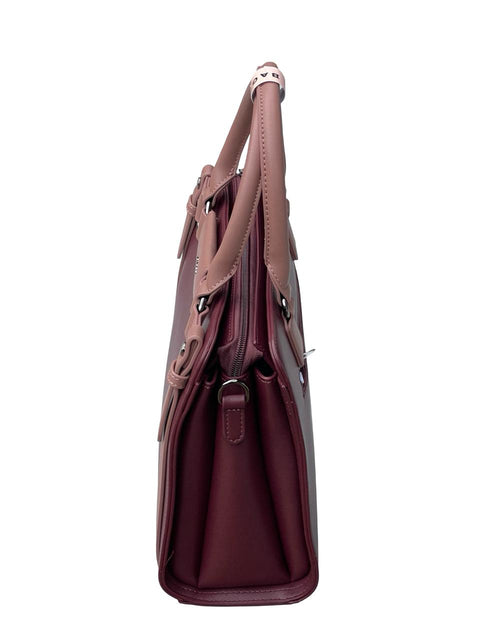 Elegant Two-Tone Structured Satchel Handbag- Purple