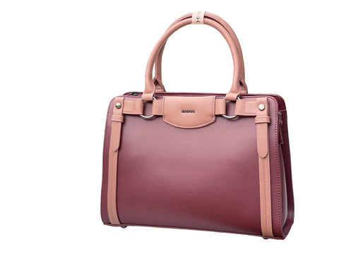 Elegant Two-Tone Structured Satchel Handbag- Purple