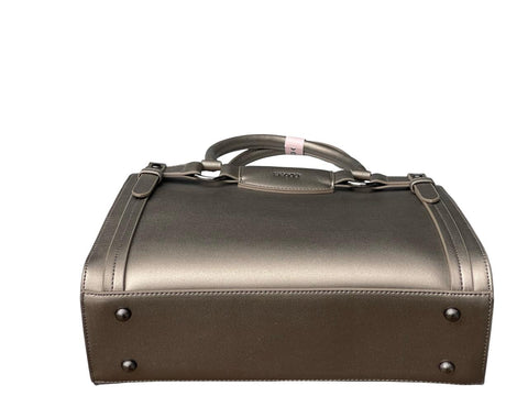 Elegant Two-Tone Structured Satchel Handbag- Silver