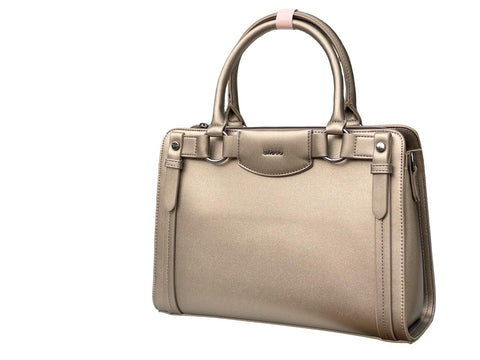 Elegant Two-Tone Structured Satchel Handbag- Silver