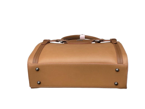 Elegant Two-Tone Structured Satchel Handbag- Brown