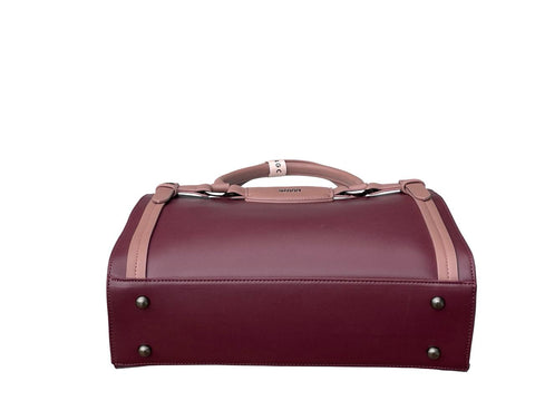 Elegant Two-Tone Structured Satchel Handbag- Purple