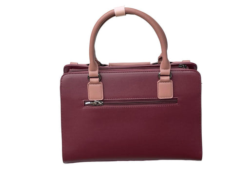 Elegant Two-Tone Structured Satchel Handbag- Purple