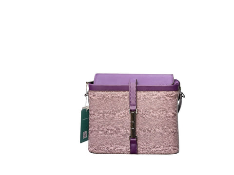 Textured Signature Handbag- Purple
