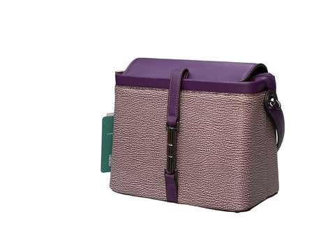 Textured Signature Handbag- Purple