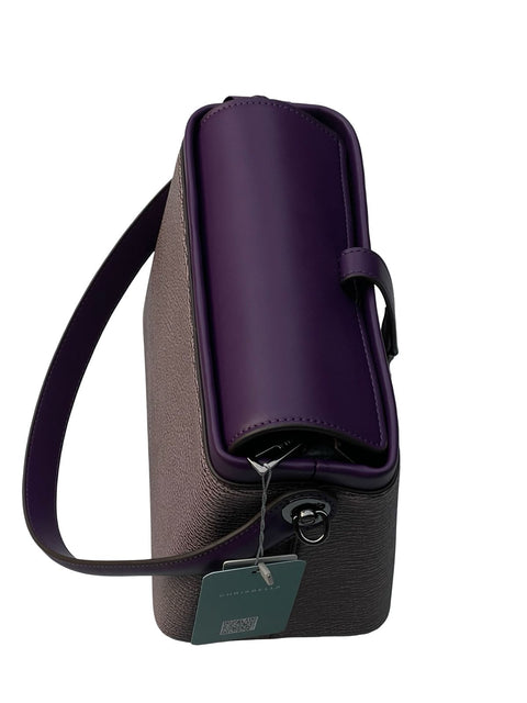 Textured Signature Handbag- Purple