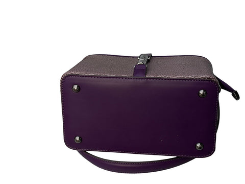 Textured Signature Handbag- Purple