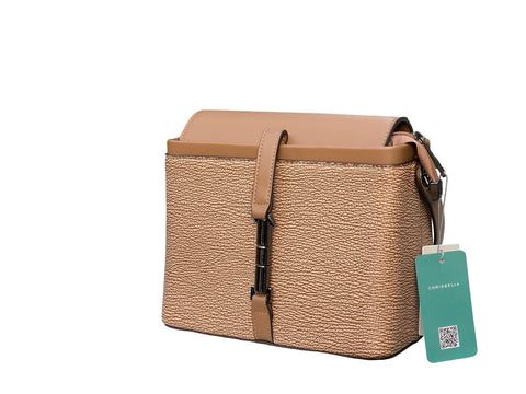 Textured Signature Handbag- Brown