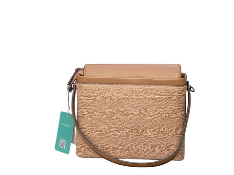 Textured Signature Handbag- Brown