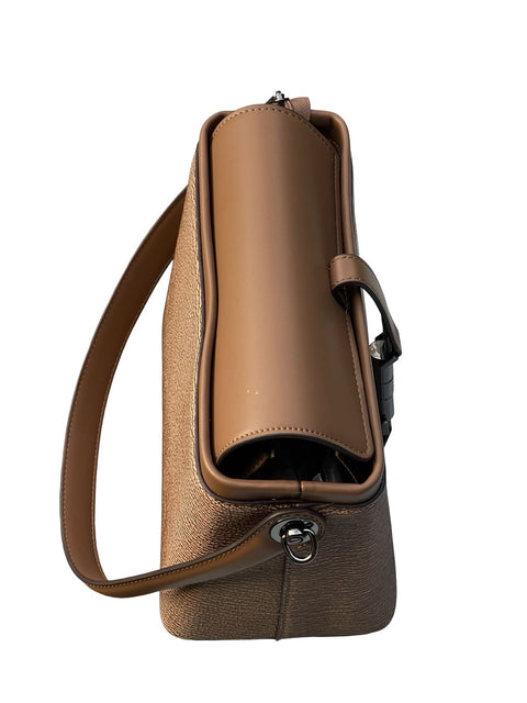 Textured Signature Handbag- Brown