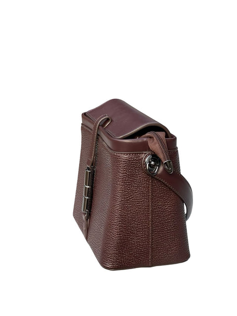 Textured Signature Handbag- Dark Brown