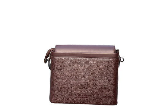 Textured Signature Handbag- Dark Brown