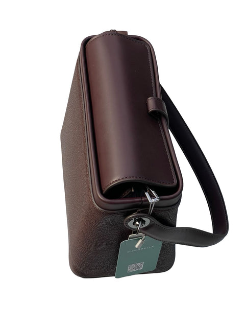 Textured Signature Handbag- Dark Brown