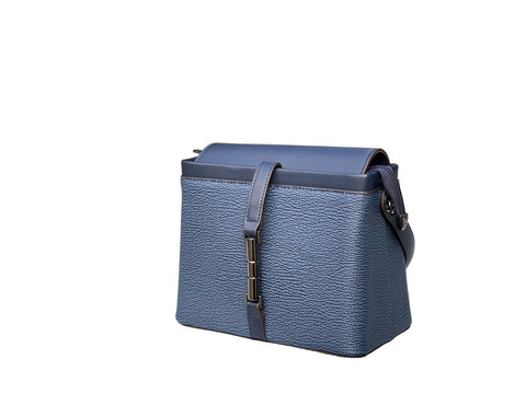 Textured Signature Handbag- Blue