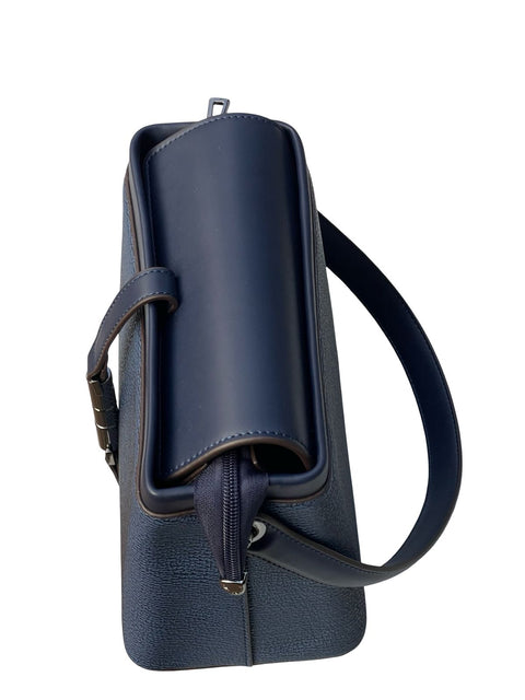 Textured Signature Handbag- Blue